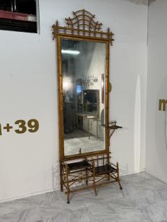 Antique 19th Century Anglo Japanese Bamboo Hall Tree with Mirror - 4300422