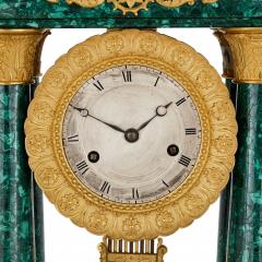 Antique 19th Century Bourbon Restauration Malachite and Gilt Bronze Mantel Clock - 1937759