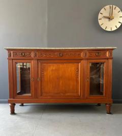 Antique 19th Century French Directoire Style Marble Top Cherrywood Sideboard - 4033281