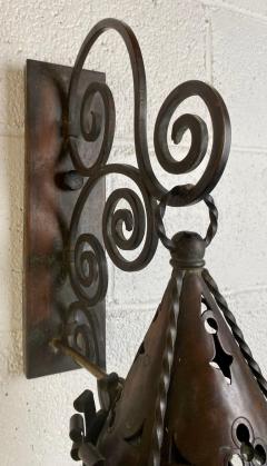 Antique 19th Century Gothic Spanish Revival Hand Forged Wall Sconces Set of 3 - 3421865