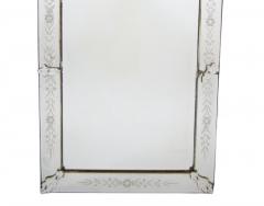 Antique 19th Century Venetian Murano Hand Engraved Hanging Wall Mirror - 4553143