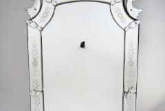 Antique 19th Century Venetian Murano Hand Engraved Hanging Wall Mirror - 4553144