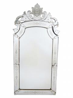 Antique 19th Century Venetian Murano Hand Engraved Hanging Wall Mirror - 4553146