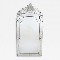 Antique 19th Century Venetian Murano Hand Engraved Hanging Wall Mirror - 4553751
