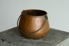 Antique 19th Century Wabi Sabi Style Pot with Handle in Richly Patinated Copper - 4394821