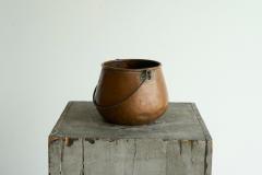Antique 19th Century Wabi Sabi Style Pot with Handle in Richly Patinated Copper - 4394949