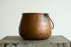 Antique 19th Century Wabi Sabi Style Pot with Handle in Richly Patinated Copper - 4394952