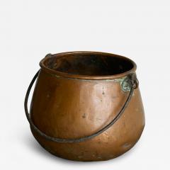 Antique 19th Century Wabi Sabi Style Pot with Handle in Richly Patinated Copper - 4396879