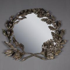 Antique 19thC Victorian Bronze Mirror With Floral Decoration c 1860 - 2639561