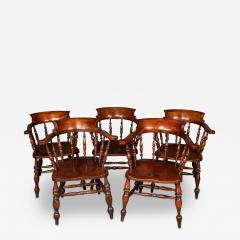 Antique 19thC Victorian Set Of Five Captains Elm Chairs C 1870 - 2661760