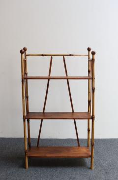 Antique Aesthestic Movement Bamboo Three Tier Shelf Etagere Bookcase - 4365692