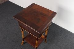 Antique Aesthestic Movement Stained Oak Sewing Decorative Box on Bamboo Stand - 4794001