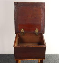 Antique Aesthestic Movement Stained Oak Sewing Decorative Box on Bamboo Stand - 4794002