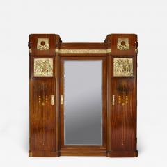 Antique Aesthetic Style Marquetry and Gilt Bronze Wardrobe with Mirror - 1914532