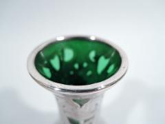 Antique Alvin American Art Nouveau Green Silver Overlay Vase - 3750064
