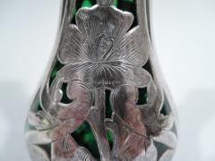 Antique Alvin American Art Nouveau Green Silver Overlay Vase - 3750107