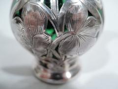 Antique Alvin American Art Nouveau Green Silver Overlay Vase - 3750144