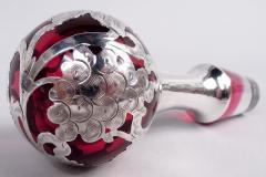 Antique Alvin Art Nouveau Red Grapevine Silver Overlay Decanter - 4338851
