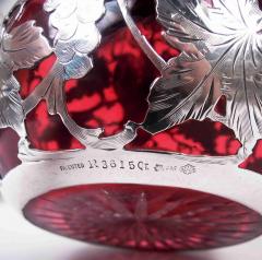 Antique Alvin Art Nouveau Red Grapevine Silver Overlay Decanter - 4338853