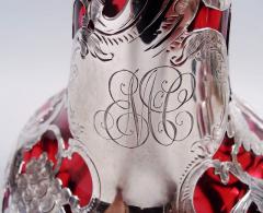 Antique Alvin Art Nouveau Red Grapevine Silver Overlay Decanter - 4338863