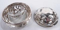 Antique American Art Nouveau Silver Overlay Inkwell - 3774147