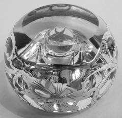 Antique American Art Nouveau Silver Overlay Inkwell - 3774155