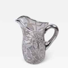 Antique American Art Nouveau Silver Overlay Water Pitcher - 4225789