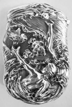 Antique American Art Nouveau Sterling Silver Lorelei Match Safe - 4032755