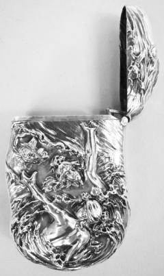 Antique American Art Nouveau Sterling Silver Lorelei Match Safe - 4032756
