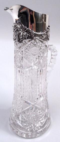 Antique American Brilliant Cut Glass Sterling Silver Claret Jug - 4135351
