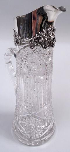 Antique American Brilliant Cut Glass Sterling Silver Claret Jug - 4135352