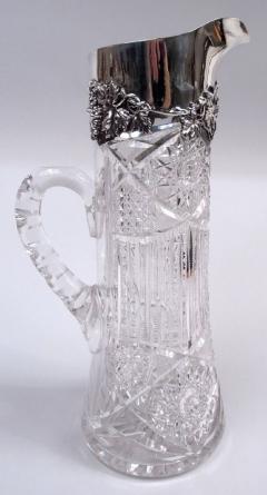 Antique American Brilliant Cut Glass Sterling Silver Claret Jug - 4135353