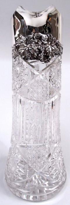 Antique American Brilliant Cut Glass Sterling Silver Claret Jug - 4135354