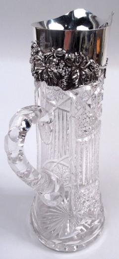 Antique American Brilliant Cut Glass Sterling Silver Claret Jug - 4135355