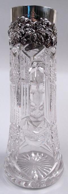 Antique American Brilliant Cut Glass Sterling Silver Claret Jug - 4135356