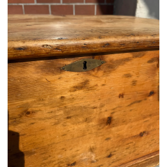 Antique American Country Rustic Wood Chest Trunk - 4117843