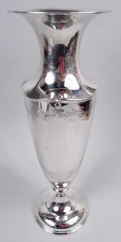 Antique American Edwardian Classical Sterling Silver 18 Inch Vase - 3769981