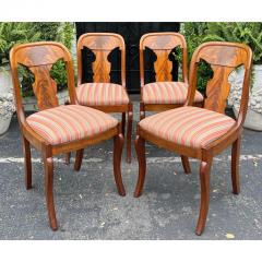 Antique American Empire Flame Mahogany Spoon Back Dining Chairs Set of 4 - 3164568
