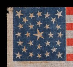 Antique American Flag with 29 Whimsical Stars in a Medallion Configuration - 639427