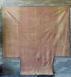 Antique American Flying Geese Patterned Satin Quilt with Skirts - 4235433