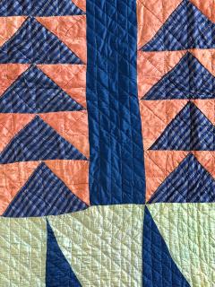 Antique American Flying Geese Patterned Satin Quilt with Skirts - 4235436