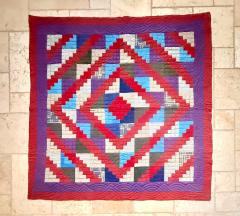 Antique American Lancester County Log Cabin Barn Raising Quilt with Boro Backing - 4430314