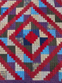 Antique American Lancester County Log Cabin Barn Raising Quilt with Boro Backing - 4430318