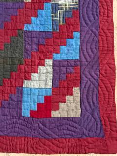 Antique American Lancester County Log Cabin Barn Raising Quilt with Boro Backing - 4430319