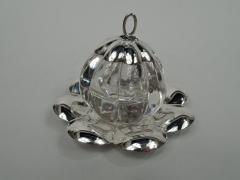 Antique American Modern Sterling Silver and Glass Inkwell on Stand - 3757711