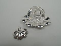 Antique American Modern Sterling Silver and Glass Inkwell on Stand - 3757713