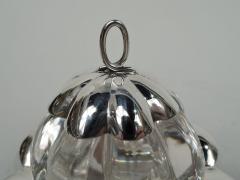 Antique American Modern Sterling Silver and Glass Inkwell on Stand - 3757715