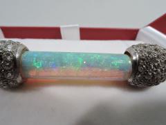 Antique American Platinum and Diamond Brooch with Fiery Pipe Opal - 3750353