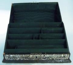 Antique American Victorian Rococo Sterling Silver Leather Letter Box - 3774087