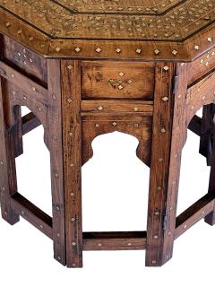 Antique Anglo Indian Octagonal Traveling Table with Brass and Copper Inlay - 3849809